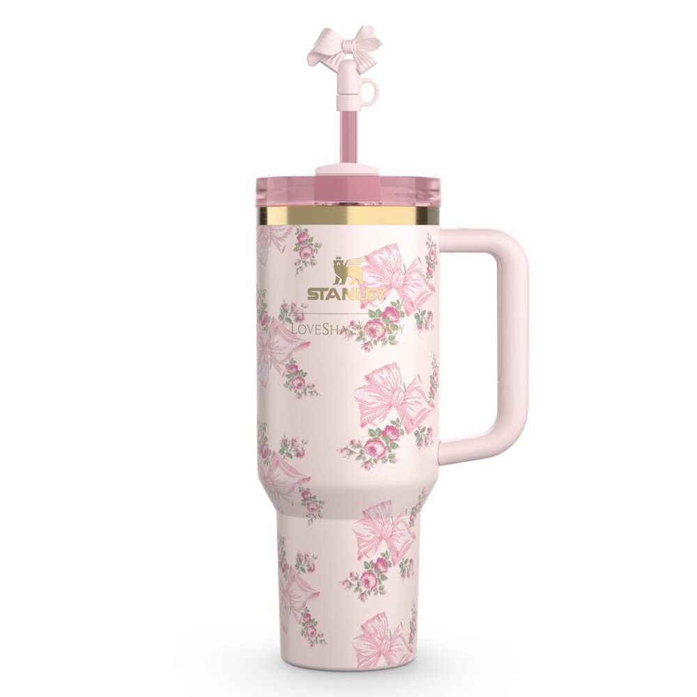 NEW Stanley Love ShackFancy Holiday Quencher 40 OZ, Rosa Beaux Pink
